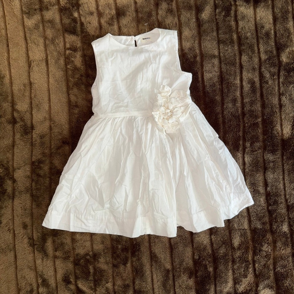 J.Crew Crewcuts Toddler Girl 3 Solid White "Corsage" Summer Dress CLEAN